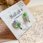 914≫シーグラスとシー陶器のmixイヤリング