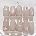 Lace Mist　ネイルチップ　ニュアンスネイル　ブライダル　ウェディング　結婚式　花嫁ネイル　成人式　　ネイル　春　大人　かわいい　うるうる　もやもや　振袖　袴　卒業式　ピンク　ゴールド　