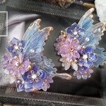 月染めの蝶と桔梗ブローチ（brooch of butterfly〜The moonlit night ends fleetingly〜）