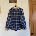 播州織先染めコットンチェックのリブプルオーバーバイカラー