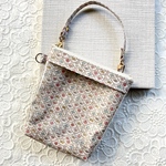 片面クリア マチ付きポーチ/フォレストウェーブ/リバティ生地使用/ラミネート/推し活ポーチ