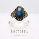 【冬の指輪シリーズ】NOCTURNA・曹灰長石（ラブラドライト）を纏う端整なリング