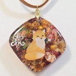 キツネさんドライフラワーレジンネックレス✨秋デザイン　　　キツネ　　狐　　キツネアクセサリー　　　キツネネックレス　　キツネレジン　　　レジンキツネ　　狐　　