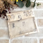 【特価】スケルトンポーチ　ネコ柄　ラミネート ペタンコポーチ