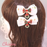 🎄クリスマスファンタジーヘアクリップ(ホワイト)♡ロリィタ  メイド コンカフェ コスプレ プレゼント アイドル ラッピング 推し活 ヲタ活 ヘアメ クリスマス Xmas 緑 赤 白 イベント 可愛い