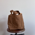 コンパクトに持ち歩く帆布のトートバッグ　ヴィンテージカラー　つち