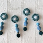 《new》 ヴィンテージ大ぶりパーツゆらゆらイヤリング（ターコイズブルー)