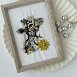 【1点限定】花とキリン ビーズ刺繍/フォトフレーム