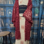 秋映え 袖裾スカラップレース長羽織 着丈102 裄67 新色 臙脂