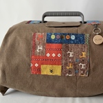 1点のみ【Sサイズキャリー対応】厚めチノ生地＊ギャッベ柄ブラウン　ミニ巾着袋付