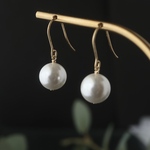 14kgf 大きめ 一粒パールピアス カジュアル～結婚式や二次会など 使い方いろいろ