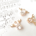 チャーム 2個 トナカイ ラインストーン クリスマス ゴールド 真鍮