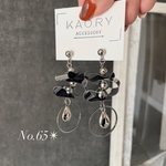 65✴︎PVCバイカラー／シルバー／ネイビー［ピアス/イヤリング］