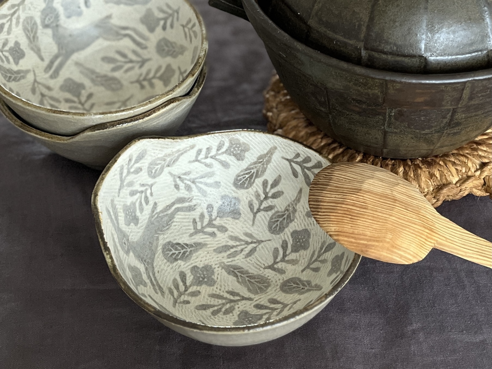 うさぎと草花のとんすい｜お鍋の取り鉢・冬の食卓の和食器