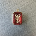 50s ヴィンテージ 星座 さそり座モチーフ ディープレッド インタリオ オクタゴン ガラスカボション ドイツ製 セッティング付き