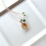 【お客様オーダー品】ルチルクォーツとグリーントルマリンのマクラメ編み 天然石ネックレス