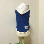 U／Shiho《SSサイズ完成品》ネイビー×生成りのパーカー犬服