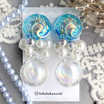 大きめチェコガラスのドームドームイヤリング