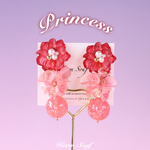 🥀⌇"Princess"フラワー（レッド）ピアス/イヤリング スパンコール お花 キラキラ 小ぶり 華やか 個性的