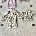 リバティワンピースカーキ　リンクコーデセット　1/6ドール用22cmドールサイズ服アウトフィット