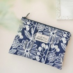 ふかふかマルチポーチ【 ノルディコフラワー / ネイビー 】縦ステッチ