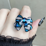 〜夢ガラスリボン💙🤍🖤リング〜