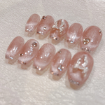 【𝐍𝐨.𝟑𝟐𝟐🤎】ぷるっぷるのマグフレンチ💖　リボン　マグネットネイル　推し活ネイル　ワンホンネイル　成人式　ブライダル　結婚式　ネイルチップ　韓国ネイル　ハナネイル　322