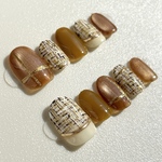 秋冬ネイル🍂⛄️ ツイード　ブラウン　ホワイト　アイボリー　ニュアンスデザイン