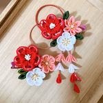 ちりめん つまみ細工 ベビークリップ　七五三  ヘアアクセサリー  髪飾り   お食い初め ひな祭り 浴衣 和装   初節句 お宮参り 夏祭り ひなまつり 箱入り2点セット