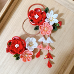 ちりめん つまみ細工 ベビークリップ　七五三  ヘアアクセサリー  髪飾り   お食い初め ひな祭り 浴衣 和装   初節句 お宮参り 夏祭り ひなまつり 箱入り2点セット