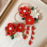 ちりめん つまみ細工 ベビークリップ　七五三  ヘアアクセサリー  髪飾り   お食い初め ひな祭り 浴衣 和装   初節句 お宮参り 夏祭り ひなまつり 箱入り2点セット