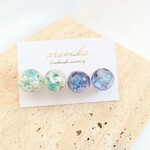星空のスフィア ピアスorイヤリング デルフィニウム 紫陽花 ドライフラワー レジン