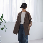 ルーズフィット ツイードジャケット ブラウン