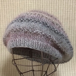 🎄SALE🌟新作✨ソフトグラデーションのアルパカウールで編んだ鹿の子ボーダーベレー帽/col.223
