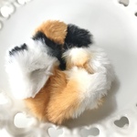 mini❣️三毛猫ファー😸プレーンシュシュ❤