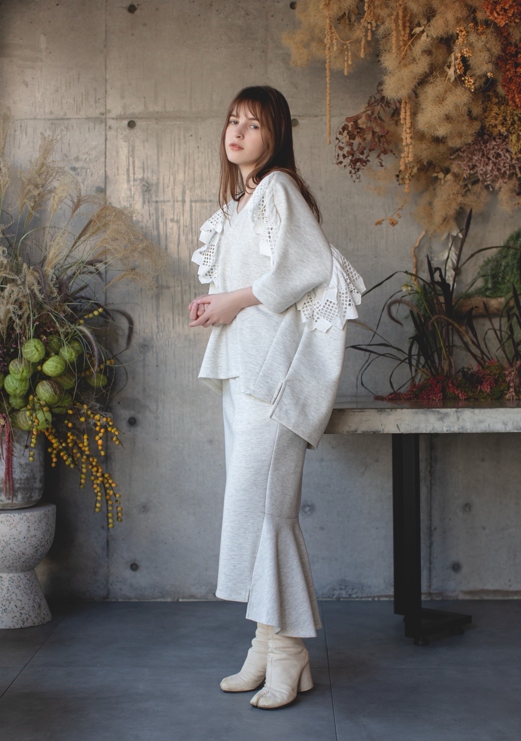 着物リメイク　大島紬　ロングフレアワンピース（後ろVネック）着丈120㎝ 着物リメイク 大島紬 ロングフレアワンピース（後ろVネック）着丈120