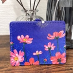 パスケース「闇夜に咲く鮮やかなコスモスたちと月」オリジナルデザイン