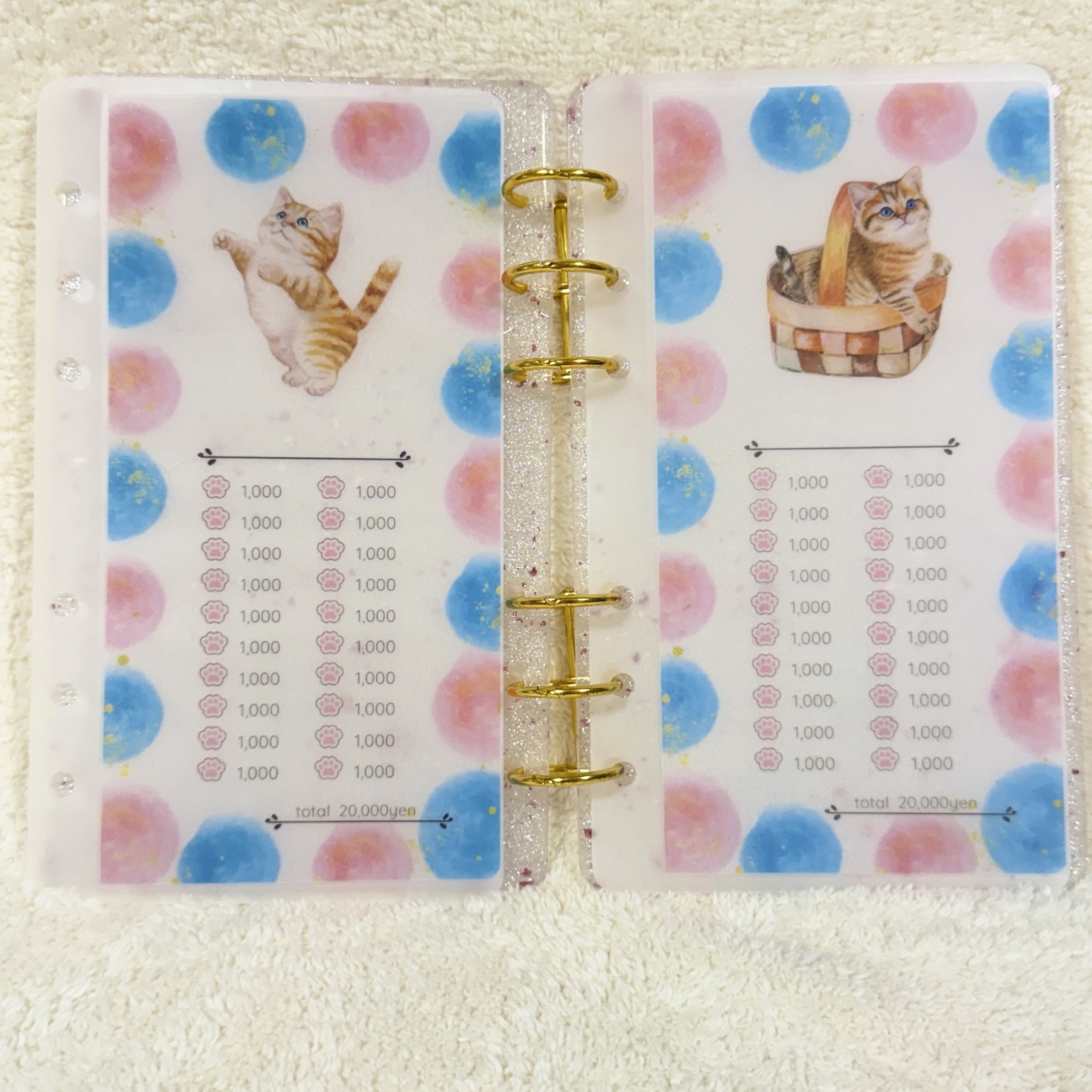 ゆとり　韓国　貯金　バインダー　リフィル　5sori メルカリ - 韓国 バインダー貯金 savingリフィル weekly 模様 猫 カラー　猫 ファイル・バインダー・ケース