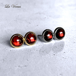 ✴︎真紅の果実✴︎ つけっぱなしOK モザンビーク産ガーネット ベゼルピアス 大粒6mm SUS316 サージカルステンレス 台座 両耳用 ペア 金属アレルギー対策 覆輪 ゴールド シルバー