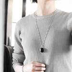 秋の新作【数量限定・残り11】超大粒　チベット産モリオン(黒水晶）　サージカルステンレス　ロングネックレス 