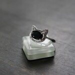 ブラックスピネル　ニャンコCZリング　SILVER925　