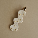 hair clip #19ジェスモナイト ヘアクリップ ( ベージュ アイボリー うねうね クリーミー マーブル 陶器 )