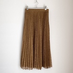 Vintage retro botanical flower lace pleats long skirt 