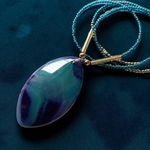 【tohmyan81111様専用◆御売約】　NC360-294バンデットアゲート+asymmetry*天然石ロングネックレス  PENDANT　送料無料
