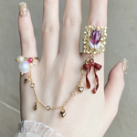 【再販】〜小さな花壇💜🤍"パールぱーぷる"ダブルリング