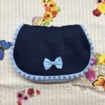 ＊マチあり＊  移動ポケット   デニム調×ブルー