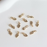 4個★14Kコーディング  5mm ×11mm リーフ　チャーム　ゴールド