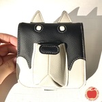 【難あり】ぷにぷに柴犬の２つ折り財布【アップルレザー使用】送料無料　黒柴