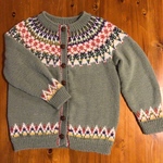 ★手編み★   丸ヨークカーディガン（ライトグリーン）【送料込み！】Lサイズ