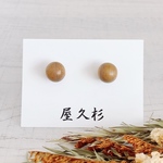 屋久杉の一粒玉ピアス（14kgf）